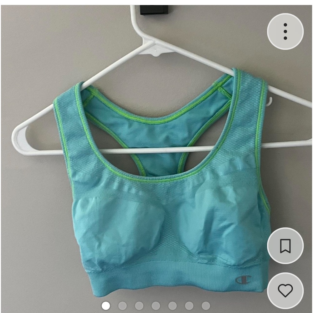 A blue green sports bra